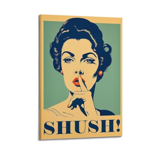 Affiches artistiques murales rétro sur toile 30x45cm avec cadre Shush pour salon élégant
