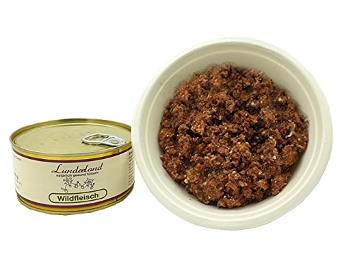 Lunderland-Dosenfleisch-Wildfleisch 5 x 300g (insg. 1,5kg) Hundefutter Nassfutter 100% Fleisch vom Rotwild für Hunde und Katzen