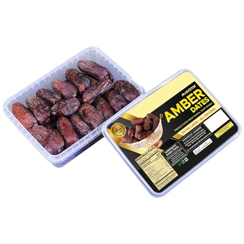 Image of MARKSTOR Fresh Amber Dates-Extra-Large Premium Dates From Madina, Saudi Arabia|King Size Khajoor Khajur-500 Grams