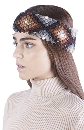 RAYMIS Colorful Handmade Headband of Peruvian Alpaca wool (Beige)
