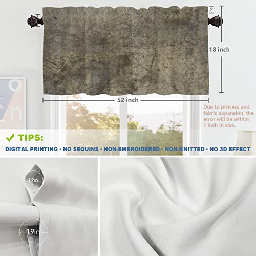 Shrahala Brown Grunge Abstract Art Black Kitchen Valances Half Window Curtain, Rustic Cool Brown Gray Brick Heat Insulated Valance For Window Ink Printing Valances Curtains For Decor 52X18 Inch(2Pcs) #TOP4