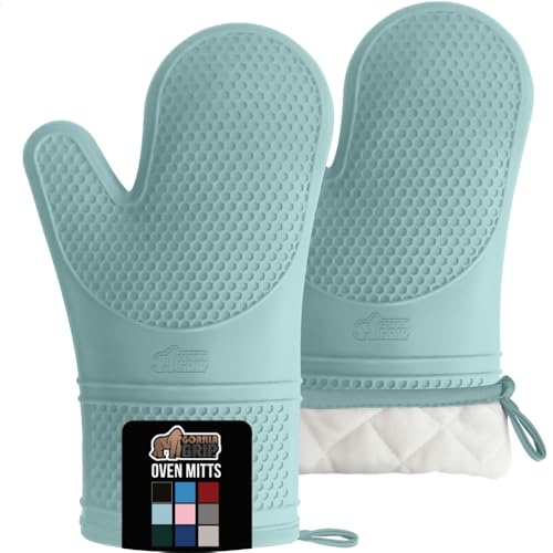 image for GORILLA GRIP BPA-Free Soft Silicone Oven Mitts, Heat Resistant and Wat