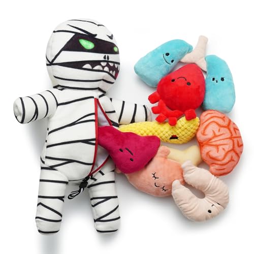 Nocciola Halloween Zombie Mummy Dog Toys with Organs: Funny Cool Squeaky Dog Chew Toys for Puppies, Small and Medium Size Dogs, Plush Stuffed Puzzle Toys for Dog Training Hide and Seek Pet Supplies
