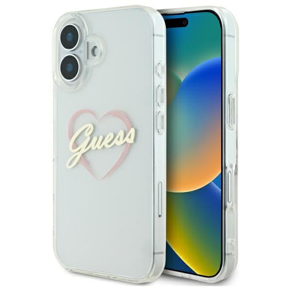 CG Mobile Guess GUHCP16SHCHGSPT Coque Rigide Transparente pour iPhone 16 6,1" Motif cœur