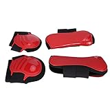  SALUTUYA Botas de Soporte de Caballo cómodas Gruesas para Patas de Caballo de cojín Rojo(Red, A Set of Medium)