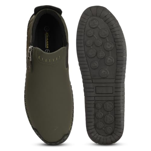 Image of Kraasa Men's Stylish Trendy Sneakers | High Tops Synthetic Side Zipper Casual Shoes | Ultra Soft Cushioned Insole | Airmix Sole Footwear