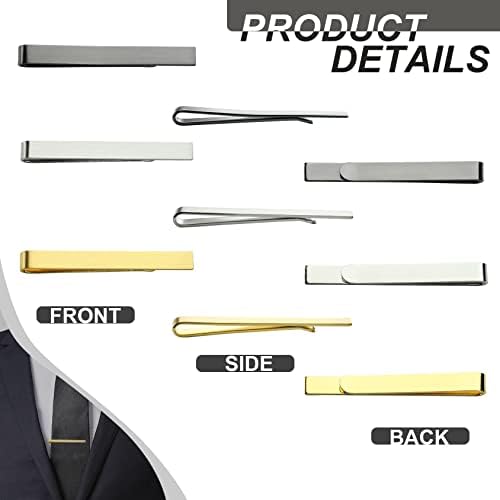 Kcmell Tie Clip for Men, 6 Pcs Men's Tie Clips Classic Tie Clip Set, Matte brushed Tie Bar Tie Pin for Men Daily Life Business Anniversary Engagement Wedding