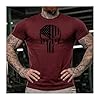 GYMTIER Skull USA Flag Men's Gym T-Shirt Bodybuilding Training Workout Lifting Top Clothing, Maroon, 3XL #1