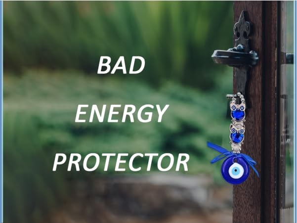Image of PACKNBUY Turkish Evil Eye Owl Nazar Battu Hanging for Home Entrance Main Door Good Luck Protection Positive Energy Vastu Feng Shui Spiritual Wall Decor for Office Shop