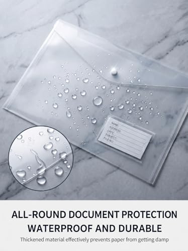 Image of A4 Size Transparent Document File Folders with Button Closure | Pack of 12