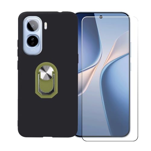 CongJiaLingXi �P�[�X �K�p �� Vivo T5 Pro V2568 (6.83") �����O�T�|�[�g+ �����K���X�X�N���[���v���e�N�^�[�A�_��ȃV���R�[���V�F���o���p�[TPU�ی�J�o�[�������,�O���[��