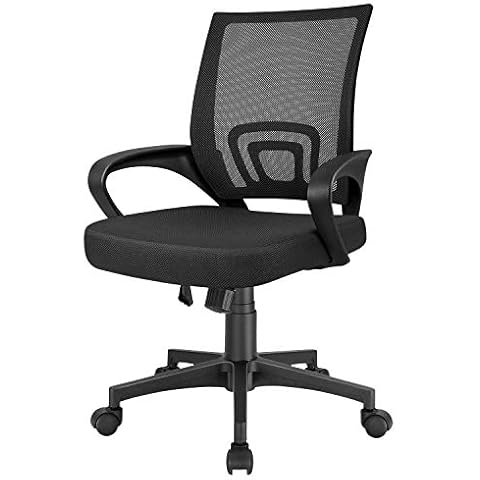 Furmax Office Ergonomic Desk Mesh Computer, Mid Back Swivel Task Executive Chair with Lumbar Support and Armrests, Black Cover