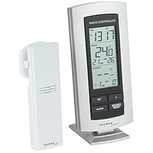 Technoline WS 9140-IT klassische Wetterstation mit Funkuhr,Innen- sowie Außentemperaturanzeige, silber, 7,3 x 2,5 x 15,8 cm