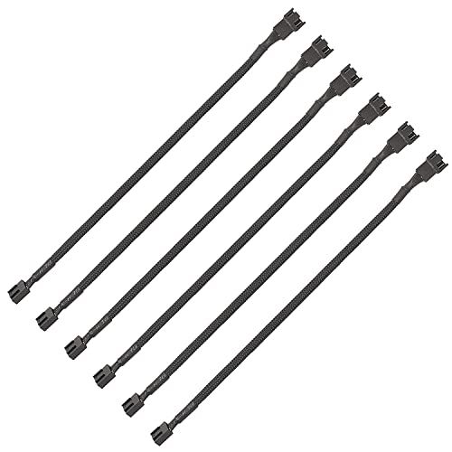 Guuzi 6pcs Cable de Extensión de Ventilador PWM, Conectores Macho a Hembra de 4 pines Compatibles con PWM y Ventilador de 3 pines para Ventiladores de Refrigeración de Computadora(26cm)