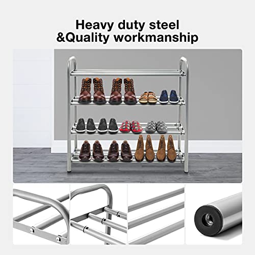 Étagère à Chaussures à 4 Niveaux Extensible Métal Meuble Chaussures Robuste et Durable Porte-Chaussures Contenir 20+ Paires de Chaussures (60-100) x 22,5 x 61,5 cm – Image 5