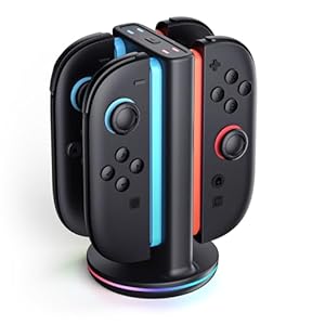 SUPCASE Charging Dock for Nintendo Switch 2 Joy Con, [Supports Dual-Side Charging] [9 Light Modes] Magnetic Controller Fast Charger Stand Station Compatible with Switch 2 Joy Con Accessories, Black