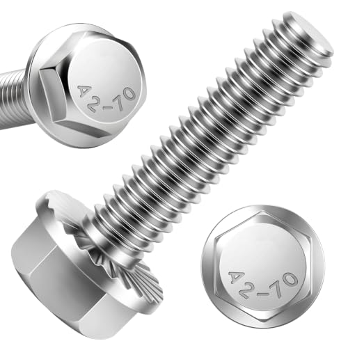 Image of Mellewell 5 /16-18 x 1-1 /4 inch Flanged Hex Head Bolts Flange Hexagon Screws, Stainless Steel A2, DIN 6921, 25 PCS