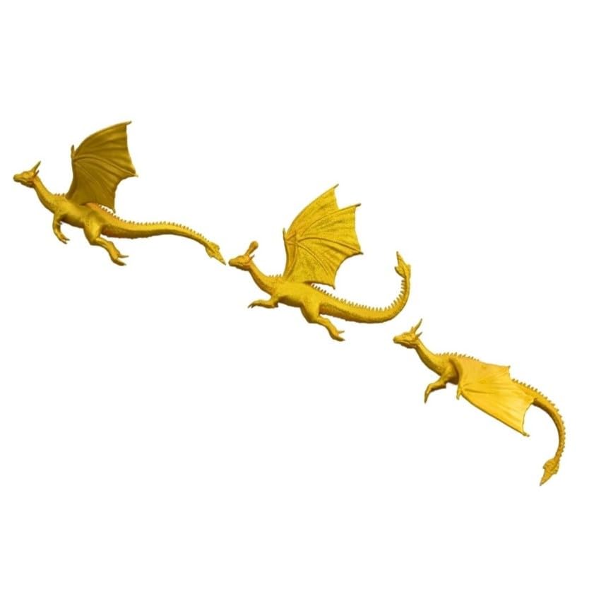 QUANTUM LEGENDS Set of 3 Flying Dragon 3D Wall Art, Wall Decor & Wall Hangings Dragon Items for Living Room, Dining Room, Perfect for Dragon Lovers (Gold)