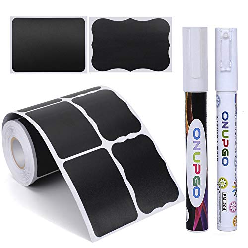 Chalkboard Labels-256pcs Waterproof Reusable Blackboard Stickers with 2 Liquid Chalk Marker for Mason Jars, Parties Decoration, Craft Rooms, Weddings, Storage, Organize Your Home & Kitchen