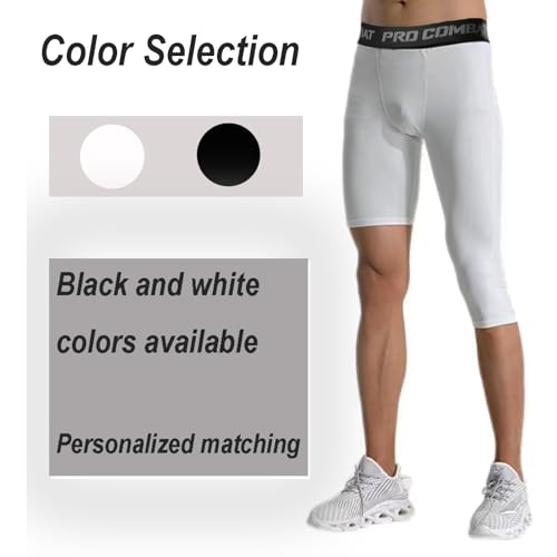Single Leg 3/4 Tight Sports Pants Men's Compression Pants Althletic Baselayer Underwear for Basketball Running4