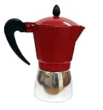 IMUSA USA B120-43T Aluminum Stovetop Coffeemaker 6-Cup, Top, Silver/Red