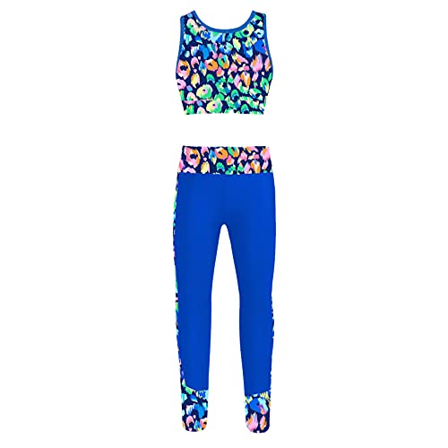 easyforever Kid Girls 2 Piece Dance Outfits Sports Bra Tank Crop Top Athletic Leggings Set Gymnastics Tracksuit