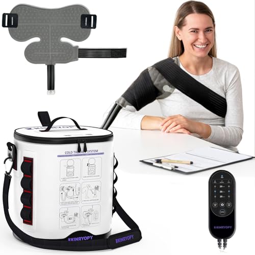 Cold Therapy Machine with Programmable Timer, Portable-Ice Machine-for-Shoulder-After-Surgery, Shoulder Replacement Recovery System, Cryotherapy Pain Relief w/Compression Pad