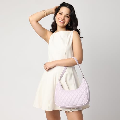 Image of Fastrack Quilted Crush Shoulder Bag | Faux-Leather Women's Bag | Zipper Closure with Silver Strap Accents & Utility Pockets | Gifts for Women