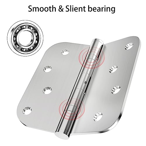 Bartuda Hinges, 3 Pack Door Hinges Stainless Steel Hinges 4 Inch Heavy Duty Hinge Ball Bearing Door Hinge With Rounded 5/8-Inch Radius Corners Thickness 3Mm Hinges Heavy Duty Exterior Door Hinges thumb #3