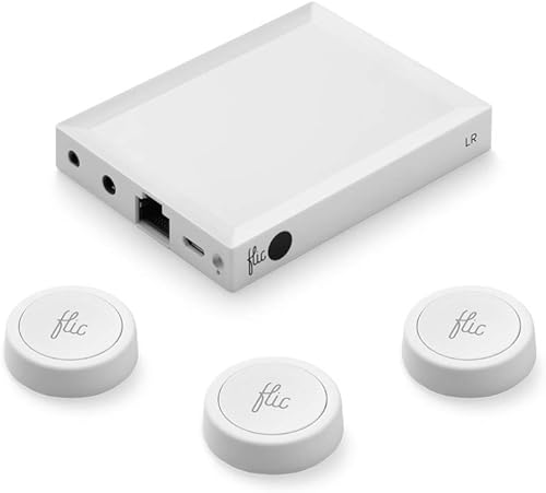 Flic 2 Paquete de tres botones inteligentes Flic 2 + 1 cubo Flic de largo alcance Botones de control de casa inteligente funciona con Hue, LIFX,