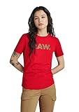 Gerippter runder Ausschnitt G-STAR RAW Damen RAW. Slim T-Shirt, Rot (dk flame D21226-4107-8050), M