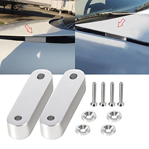 YESHMA Front Hood Vent Space Riser Spacer Modification Kit, Hood Riser Compatible with Honda Civic Acura Integra, Aluminum Alloy Car Hood Vent Spacer Riser for CRX Del Sol (Silver)