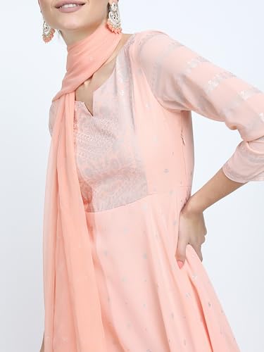 Image of Vishudh Women's Dress & Dupatta Set | Ready-to-Wear Indian Outfit for Women | Coordinate Fashion for Indian Celebrations