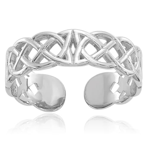 IceCarats 14K Solid White Gold Adjustable Toe Ring Open Midi Band Summer Beach Jewelry