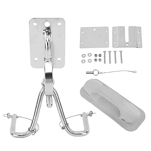 Quick Release Snap Davits Set with Handle Pad, Stainless Steel Boat Snap Davit, Quick Davits System, Inflatable Boats Hardware, Yacht Dinghy Instant Lock System (With White Armrests)