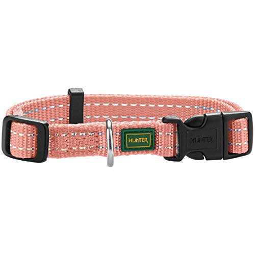 HUNTER TRIPOLI VARIO BASIC Hundehalsung, Hundehalsband, Nylon, reflektierend, Klickverschluss, M, hellrosa