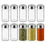 Kit 10 Porta Condimentos Inox Tempero Em Vidro Cozinha 90ml Potes Dosador Transparente Suporte Alumínio