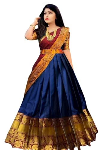 Image of South indian Fancy Designer Flared Bridal lehenga Choli For Girls-Kumkum chanderi Unstitched