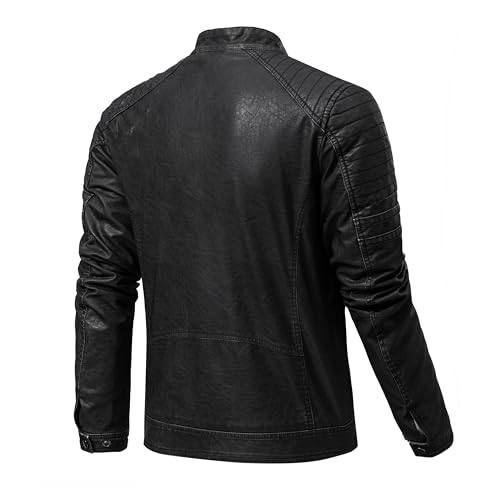 Blouson en cuir synthétique homme TONY BACKER avec capuche détachable vintage - 6