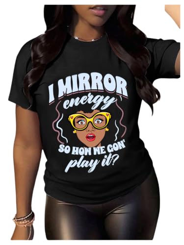 Image of BEAUDRM Women's Graphic Tees Y2K Crop Top Slogan Print Crew Neck T-Shirt 2000s Shirt Summer Tops