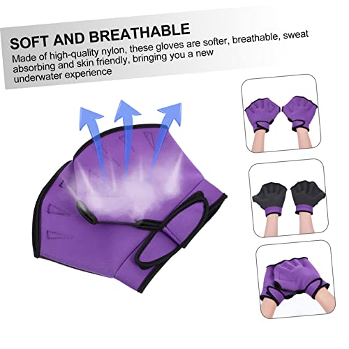 Sosoport 4 Pares Luvas De Natação Luvas De Natação Roxas Pesos De Piscina Para Exercícios Aquáticos