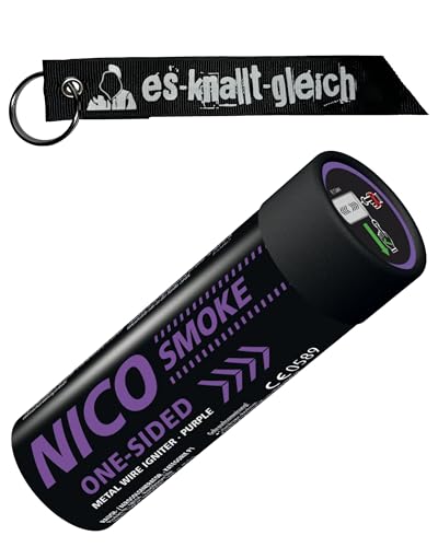 Rauchkörper Smoke Grenades 80 Sekunden in Rot Blau Gelb Grün Orange Lila Grau Weiß von NICO Europe mit Anhänger (Lila)