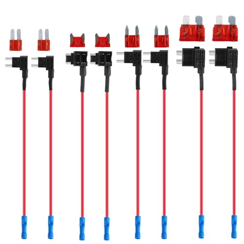 16 Pcs Fuse Taps Set, Small Mini Adding a Circuit Adapter Car Fuse Tap Kit, Low Profile Tap Adapter Piggy Back Blade Fuses Holder for Trucks Cars Boats (Medium Small Micro Mini)