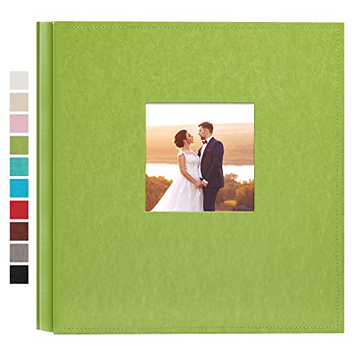 potricher Large Photo Album 4x6 600 Photos, Leather Cover, Green