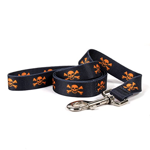 Image of Yellow Dog Design Standard Lead, Orange Skulls 1 inch x 60 inch (5 ft.)