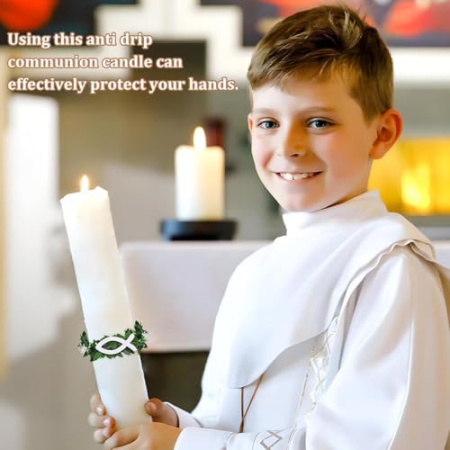 YAYNO 2 Stück Kommunionkerze Tropfschutz Kerzentropfschutz Tropfschutz Taufkerzen Tropfschutz Kerzenkranz Taufkerzen Weiß Taufe Fisch Deko Tropfenfänger für Kerzen 3-6 cm Taufkerzen