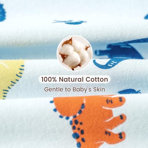 Image of david's kids 100% Organic Cotton Baby Wearable Blankets 0-6 Months, Soft Baby Wearable Blankets with 2-Way Zipper, 2 Pack Comfy Sleeping Bags for Infant Newborn Boys Girls, Small Size, Dinosaur
