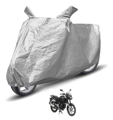 Image of Auto Hub Waterproof Bike Cover Compatible with Bajaj Pulsar 180 Dustproof, UV Protection Two Wheeler Bike Pulsar 180 Cover - Metallic Silver