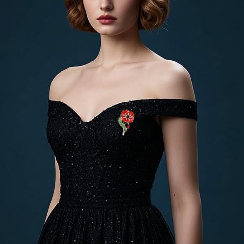 Image of Rhinestone Flower Brooches for Women Enamel Floral Brooch Lapel Pins for Mom Wife Elegant Dress Accessories Mother's Day Jewelry Gifts