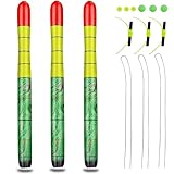 QualyQualy Catfish Fishing Bobbers, Weighted Catfish Pole Floats/LED Fsihing Bobber, 3PCS High Visibility Wood Pole Fishing Float